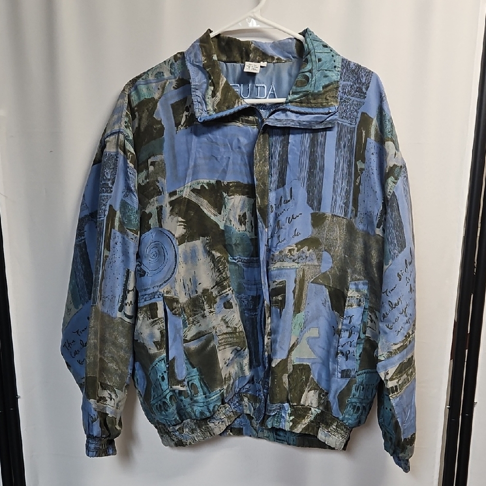 Vintage Fuda Blue and Green Silk Jacket
